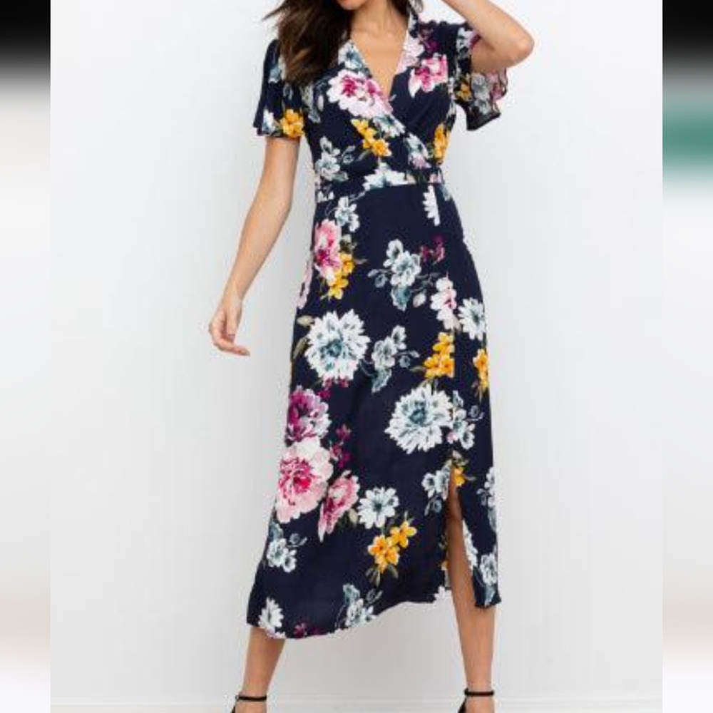 Yumi Kim Milan Story Midi Floral Dress Navy Size XS